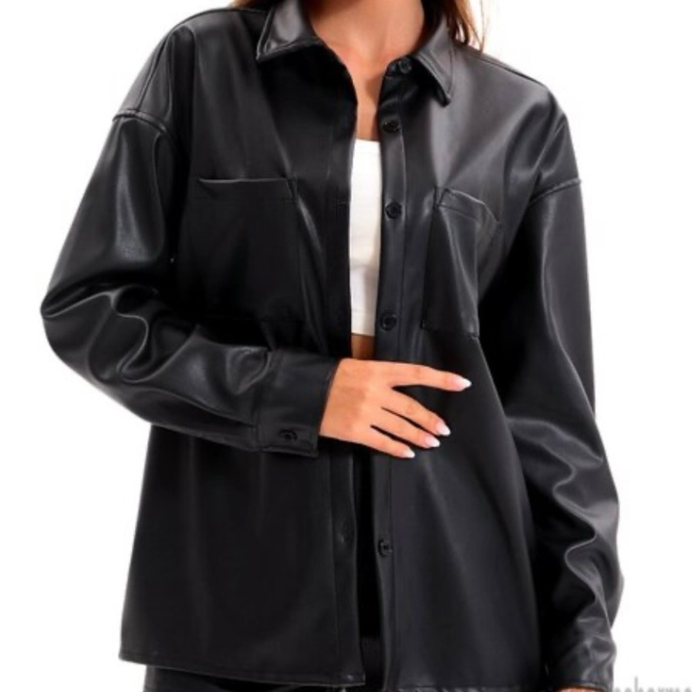Dazy Leather Shirt Jacket